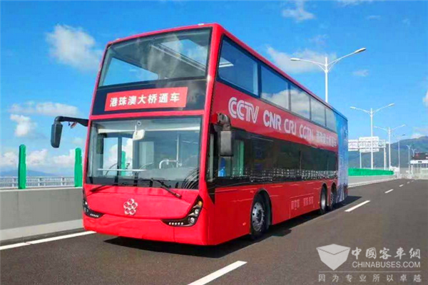 银隆新能源双层巴士作为央视直播车见证港珠澳大桥开通！